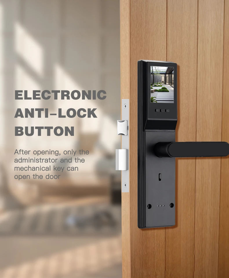 2025 New Tuya WiFi Digital Electronic Smart Wooden Door Lock With Biometric Camera Fingerprint Smart Home Remote Unlock