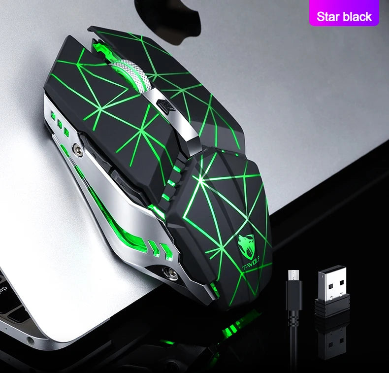 T-WOLF Thunderwolf Q15 Rechargeable Wireless Mouse RGB Glow Game Office Silent Laptop 2.4g Rechargeable Wireless Mouse
