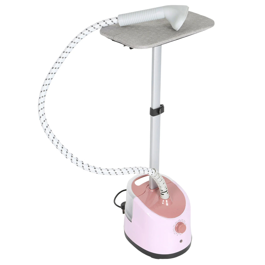 Tidesmit standing garment steamer in light pink for flat and hanging ironing, view 21 showing steaming features