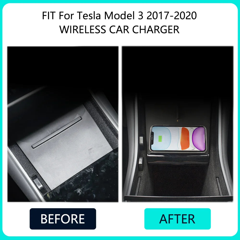 Wireless Charger for Tesla Model 3 2017-2020 | 15W Fast Qi Charging Pad Tidesmit