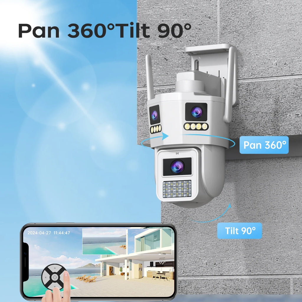JOOAN 6K Three Lens PTZ IP Camera Outdoor Three Screen 5G WiFi Ai Tracking IP66 Waterproof CCTV Video Security Camera