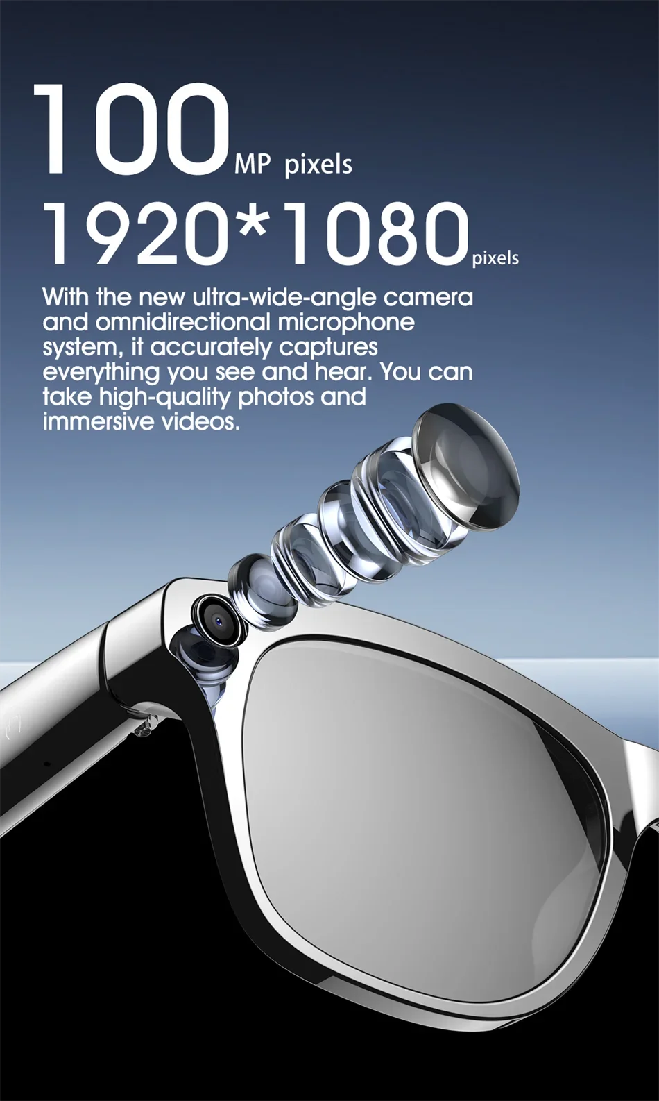 Smart Glasses with AI Camera and 1080P HD Bluetooth Audio Tidesmit