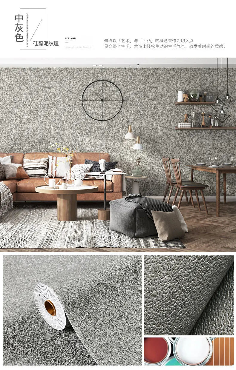 10m Self Adhesive 3D Wall Panel Wallpaper Foam Soundproof Waterproof 3D Wall Sticker New Design Bedroom Wallpaper Thickening