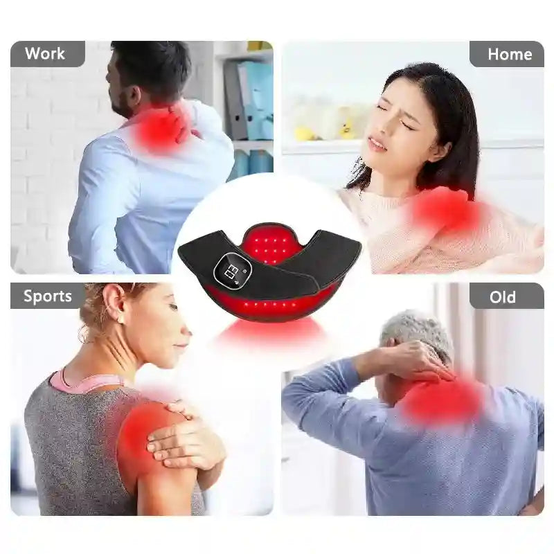 Electric Neck and Shoulder Massager with Infrared Heat - Natural Black Relaxation Treatment Tidesmit