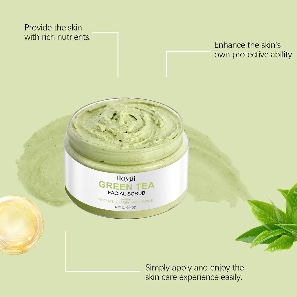 Green Tea Facial Scrub - Deep Pore Exfoliation - Natural Skin Care Scrubs Treatments Tidesmit