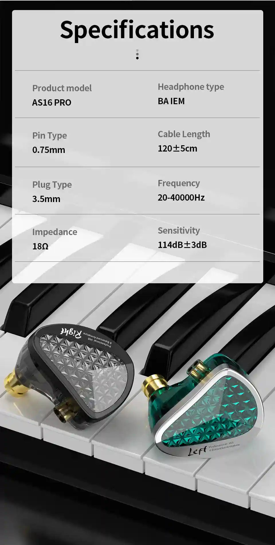 Wired In-Ear Monitors: 16BA Balanced Armature Noise Isolating IEMs Tidesmit