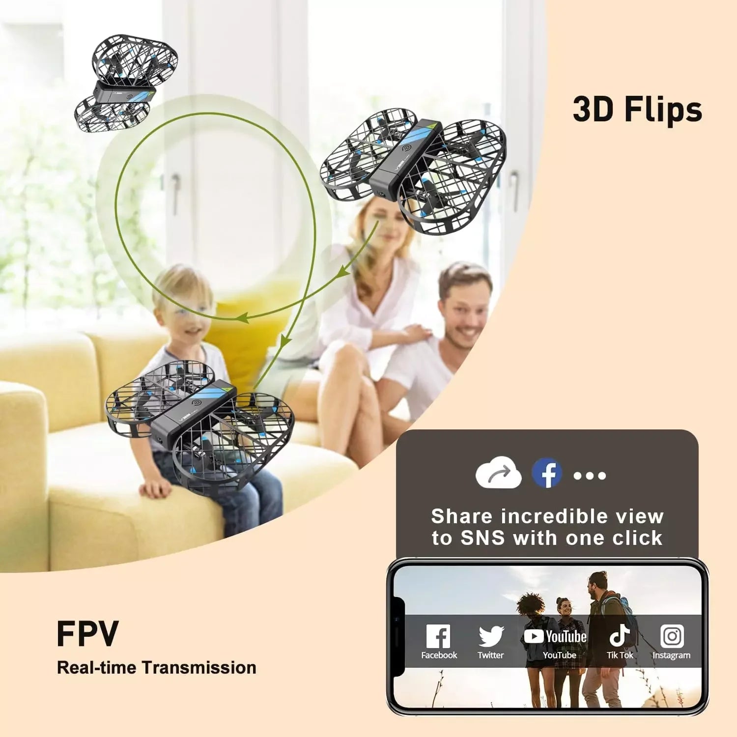 Foldable 6K Camera Drone with WiFi FPV and Headless Mode - Tidesmit V38 Tidesmit