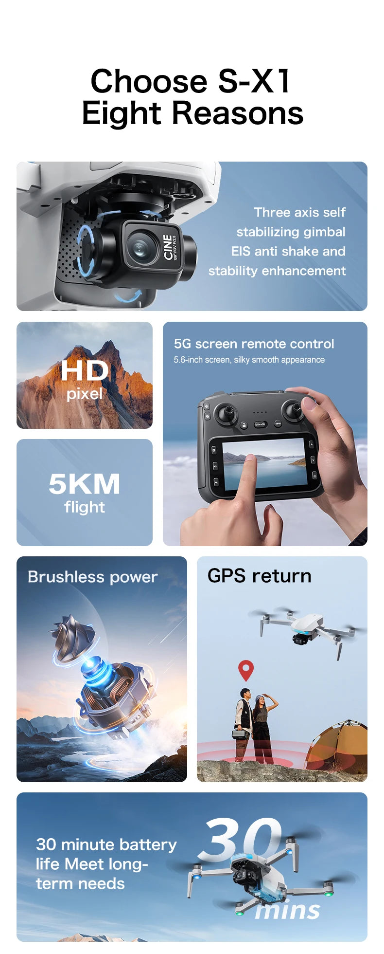4K Camera Drone with 3-Axis Gimbal GPS Quadcopter - Tidesmit Tidesmit