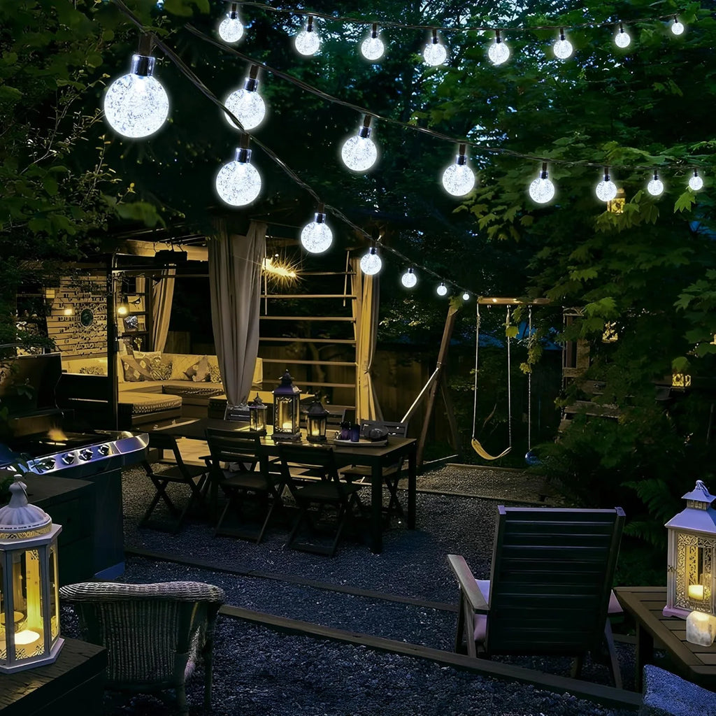 1 Pack 12M/39.37FT. 100 LED Solar Powered Bubble Ball String Light Indoor And Outdoor Decorative Lamp With 8 Lighting Modes Suitable For Home Holiday Park Party Wedding Birthday Festival Path Patio Decoration