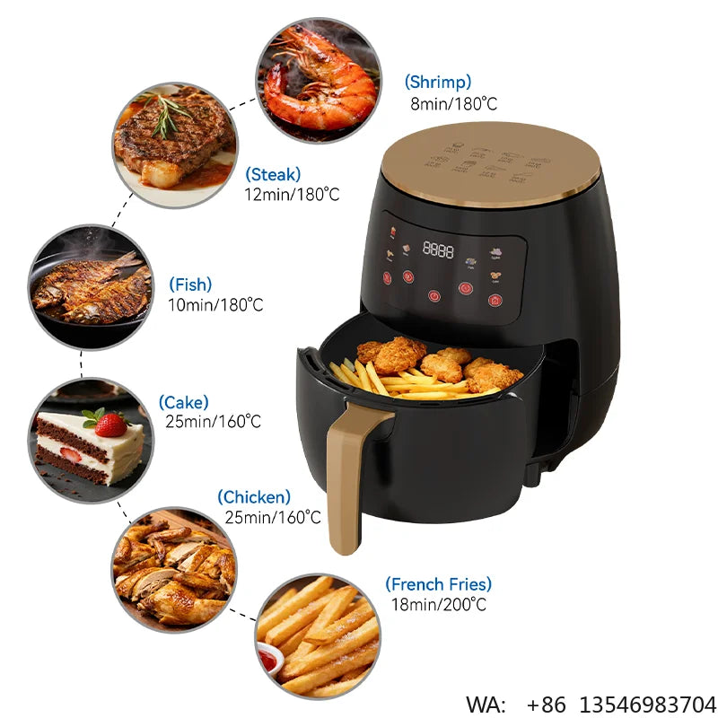 Factory Stock Hot Sale Electric 6L Multi-function Digital Control Air Fryer High-quality Non-stick Surface Household Hotel Use