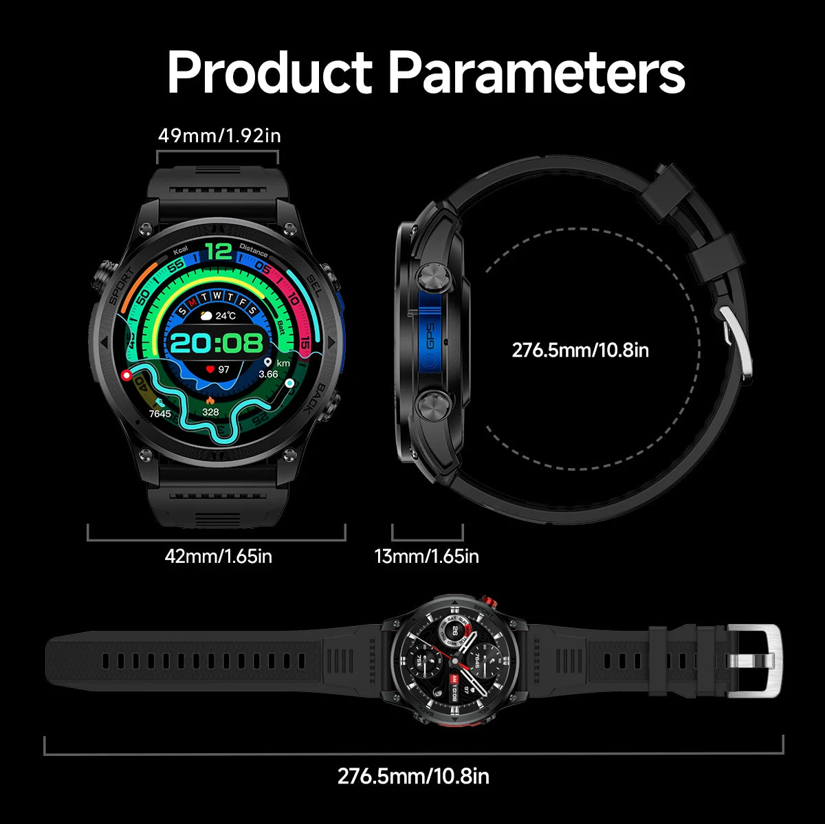 LIGE 2026 New GPS Path Smart Watch 530mAh Battery IP68 Waterproof Sports Run Tracker BT Call Outdoor Compass Military Smartwatch