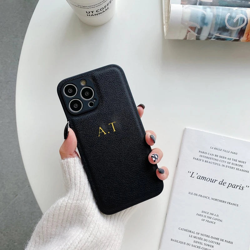 Personalised iPhone Case: Custom Initial Slim Fit Cover with Drop Protection Black Tidesmit