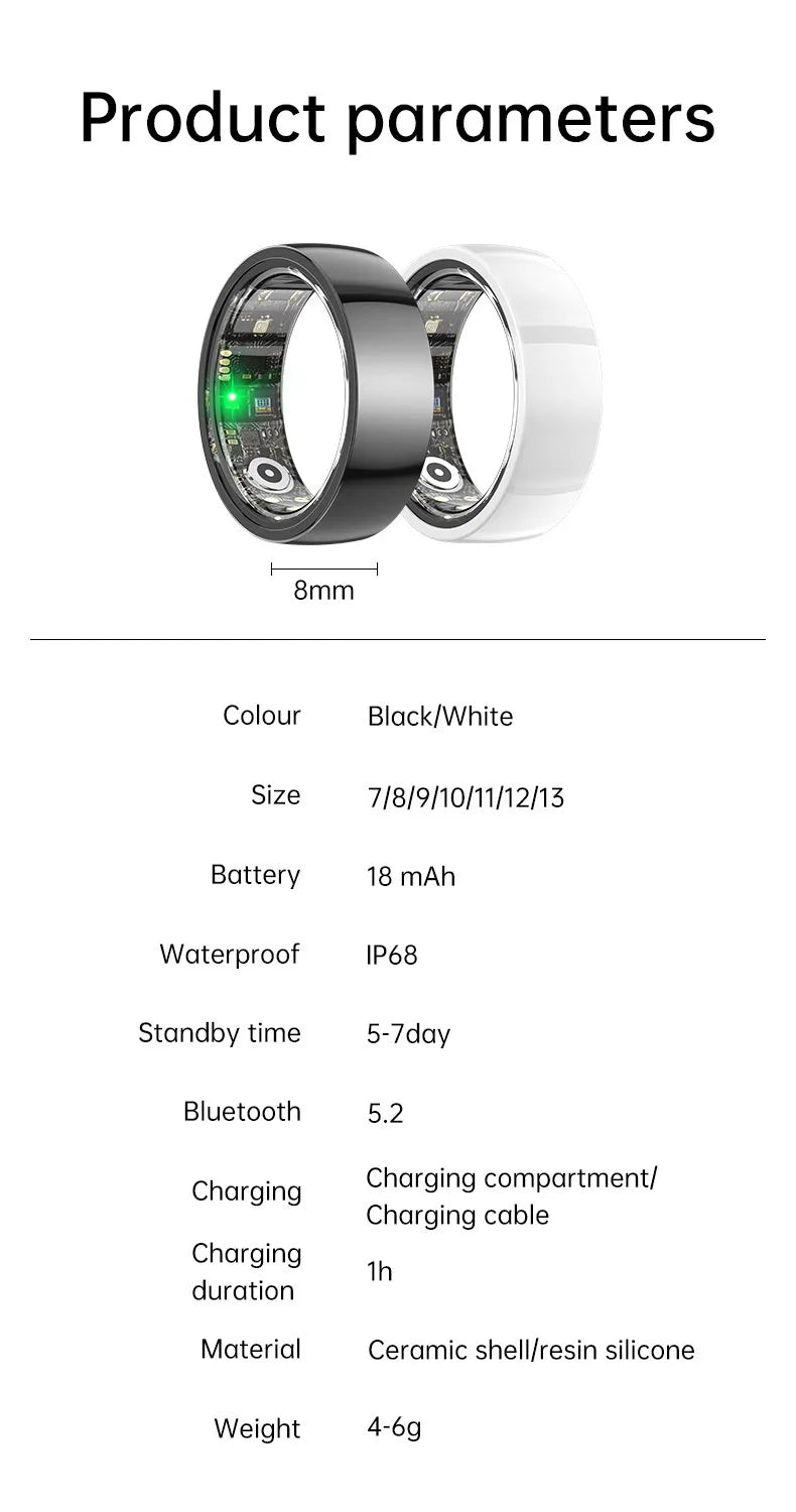 Tidesmit Smart Health Ring - Biometric Fitness Tracker with Sleep Monitor Tidesmit