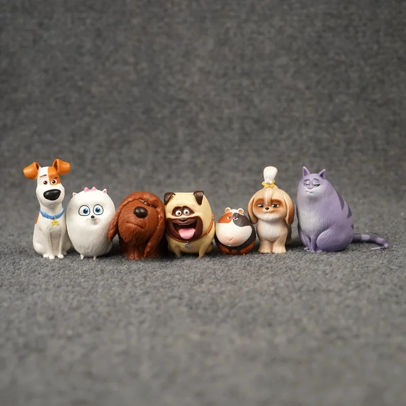 Secret Life of Pets collectible PVC toy figures, cute animated pet character set for gifts or room decor.