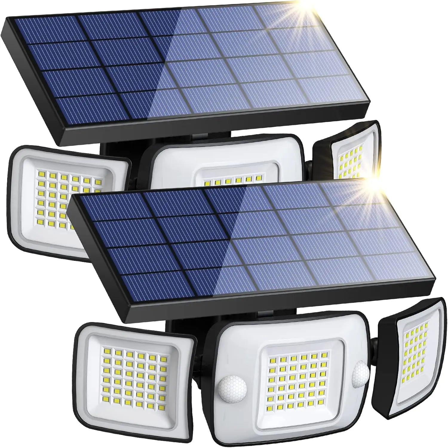 Intelamp Outdoor Solar Lights 4000mAh Battery With Two Motion Sensor 1200LM Bright IP65 Wall Lamp For Garden Yard Path Garage