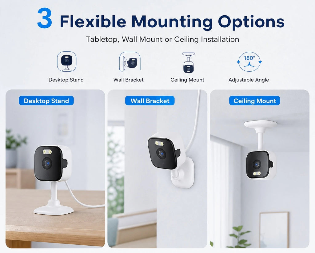 OKAM PRO APP Home Camera HD 5MP Mini WiFi Indoor Camera with Human Detection 5X ZOOM Baby Monitor 24/7 Video Record CCTV