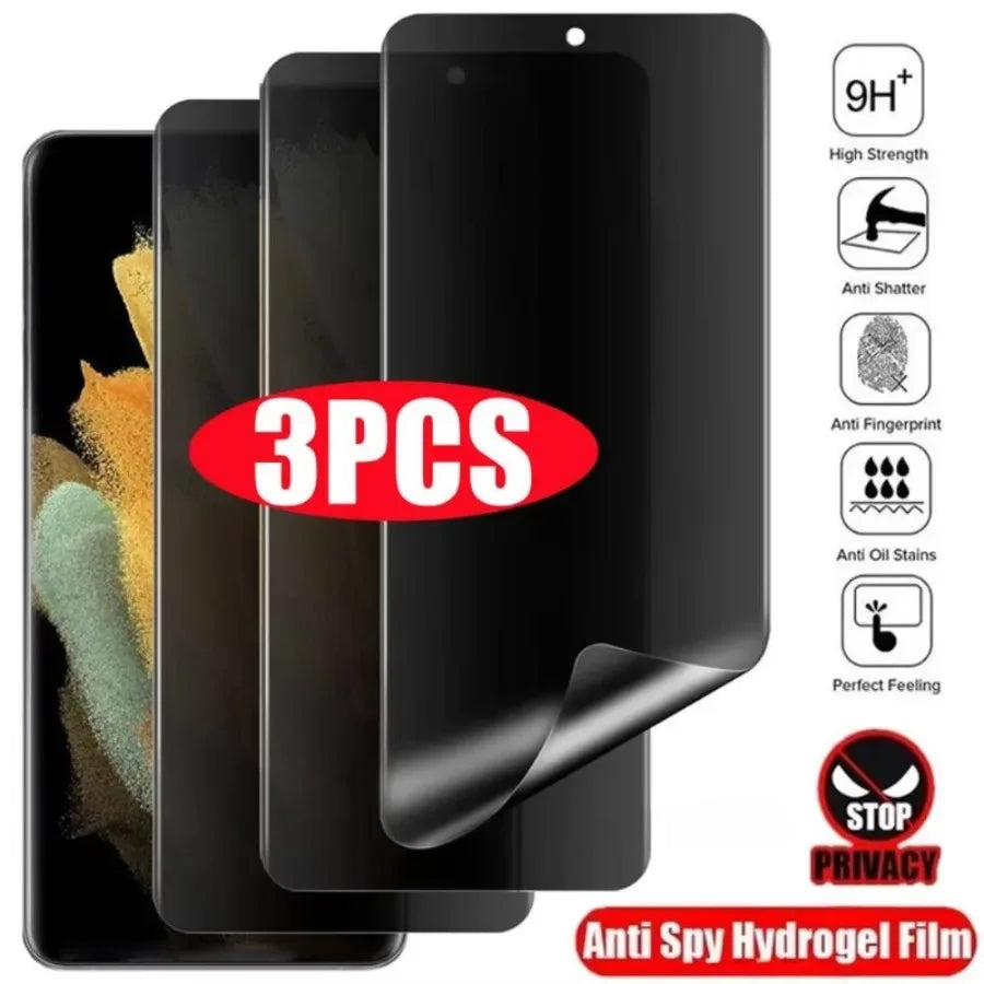 Privacy Screen Protector for Samsung Galaxy - 3 Pack Hydrogel 3Pcs Privacy Hydrogel Tidesmit