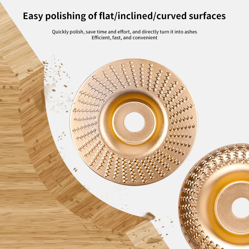 5-Piece Wood Carving Disc Set, Compatible with 100-Type Angle Grinder, Wooden Grinding Wheel Discs, 3 Grinding Discs + 2 Angle Grinder Pressure Plates, Tool Accessories