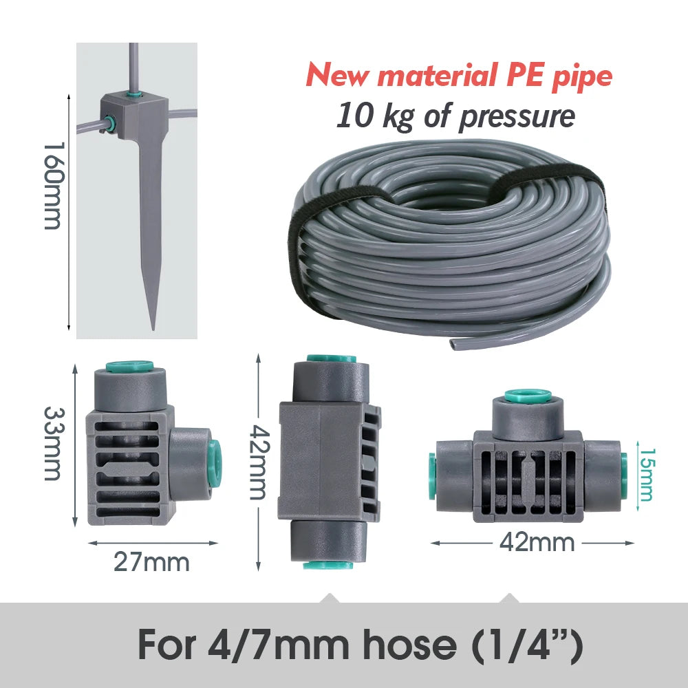 MUCIAKIE Advanced Garden Misting Irrigation System - 20cm Flexible Brass Nozzle with Quick Connect for 1/4" Hose,Garden Farm