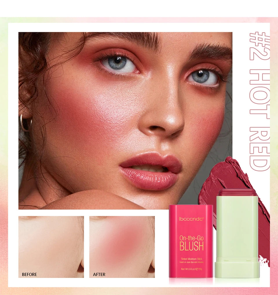 Tidesmit orange moisturizing blush stick shade swatch for long-lasting waterproof face makeup finish