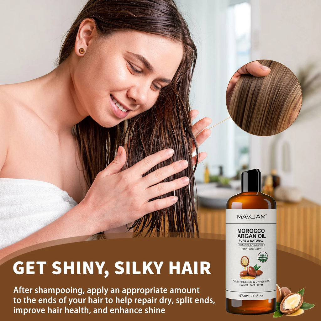 Tidesmit USDA organic cold-pressed argan, coconut, and almond oil for hair, face, and skin moisture and repair.