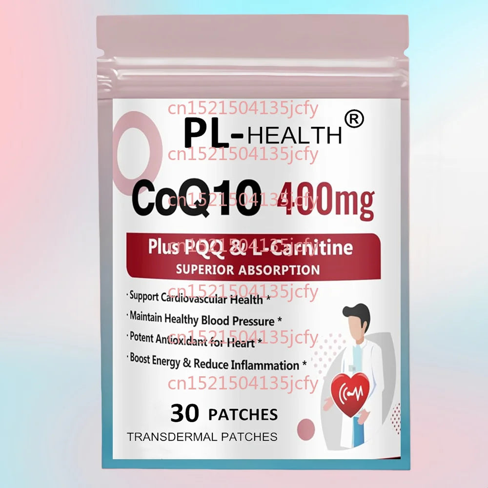 30 Patches CoQ10 Transdermal Patches with PQQ, Supports Heart, Brain, Immune System, Energy