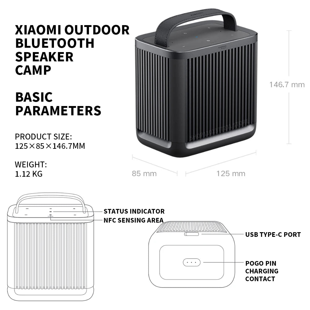 Xiaomi Outdoor Bluetooth Speaker Camp Six-Unit Flagship Acoustics, Co-Tuned with Harman, 14-Hour Long Battery Life
