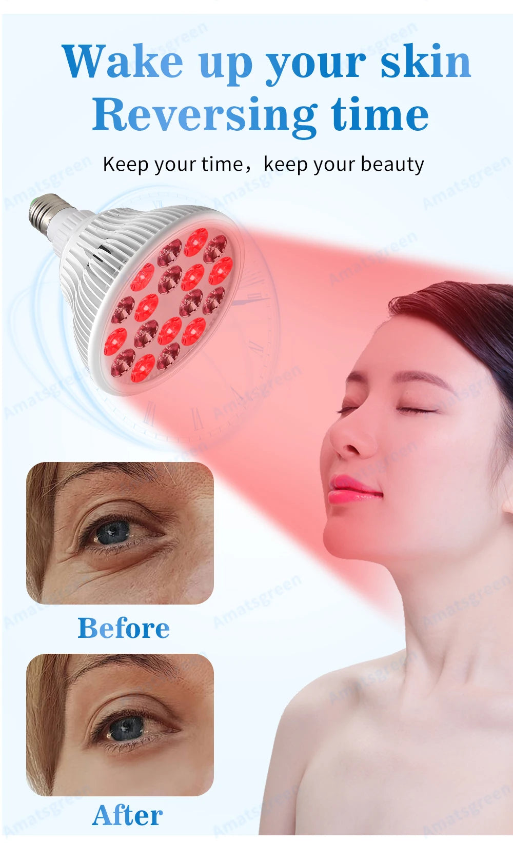 54W Red LED Light Therapy Bulb 630nm 660nm 810nm 830nm 850nm Infrared Light Bulb E27 Red Light