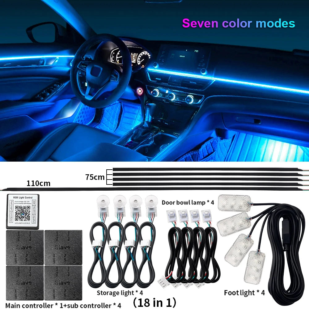 Tidesmit RGB LED Car Interior Ambient Light Strip Kit App Controlled Not Symphony 18 in 1 Tidesmit