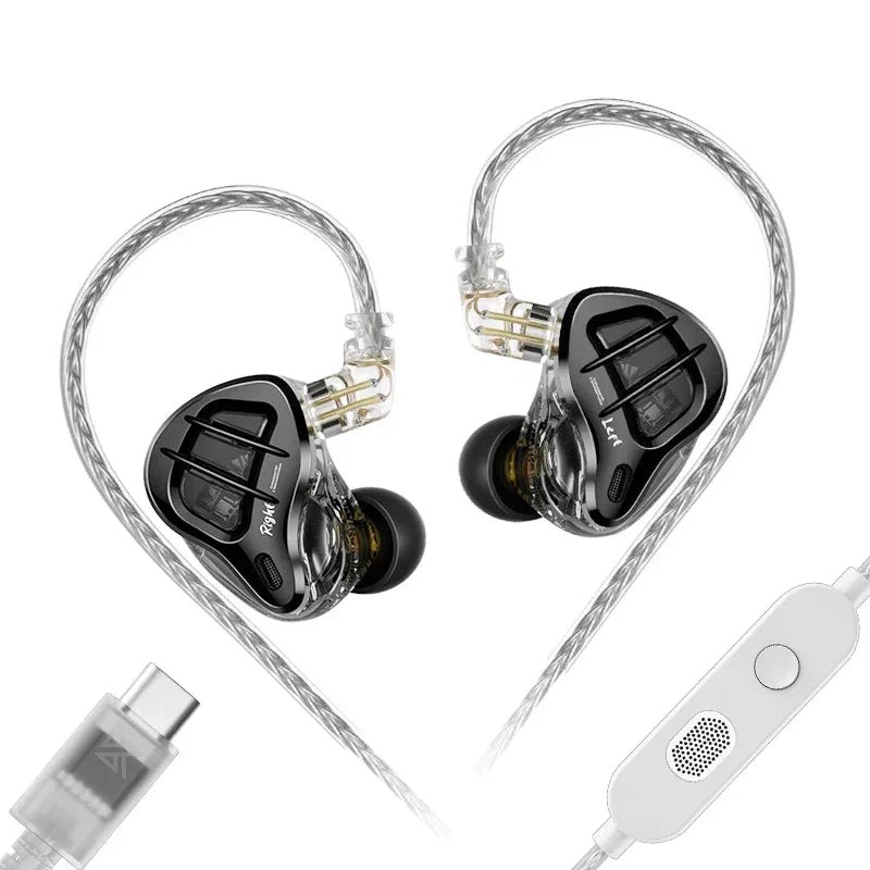 KZ ZAR Hybrid Driver In-ear Monitor 1DD + 7BA HiFi Headphones 2Pin Wired Headphones Music DJ Headphones Sports Gaming Earbud ZAR typec mic Tidesmit