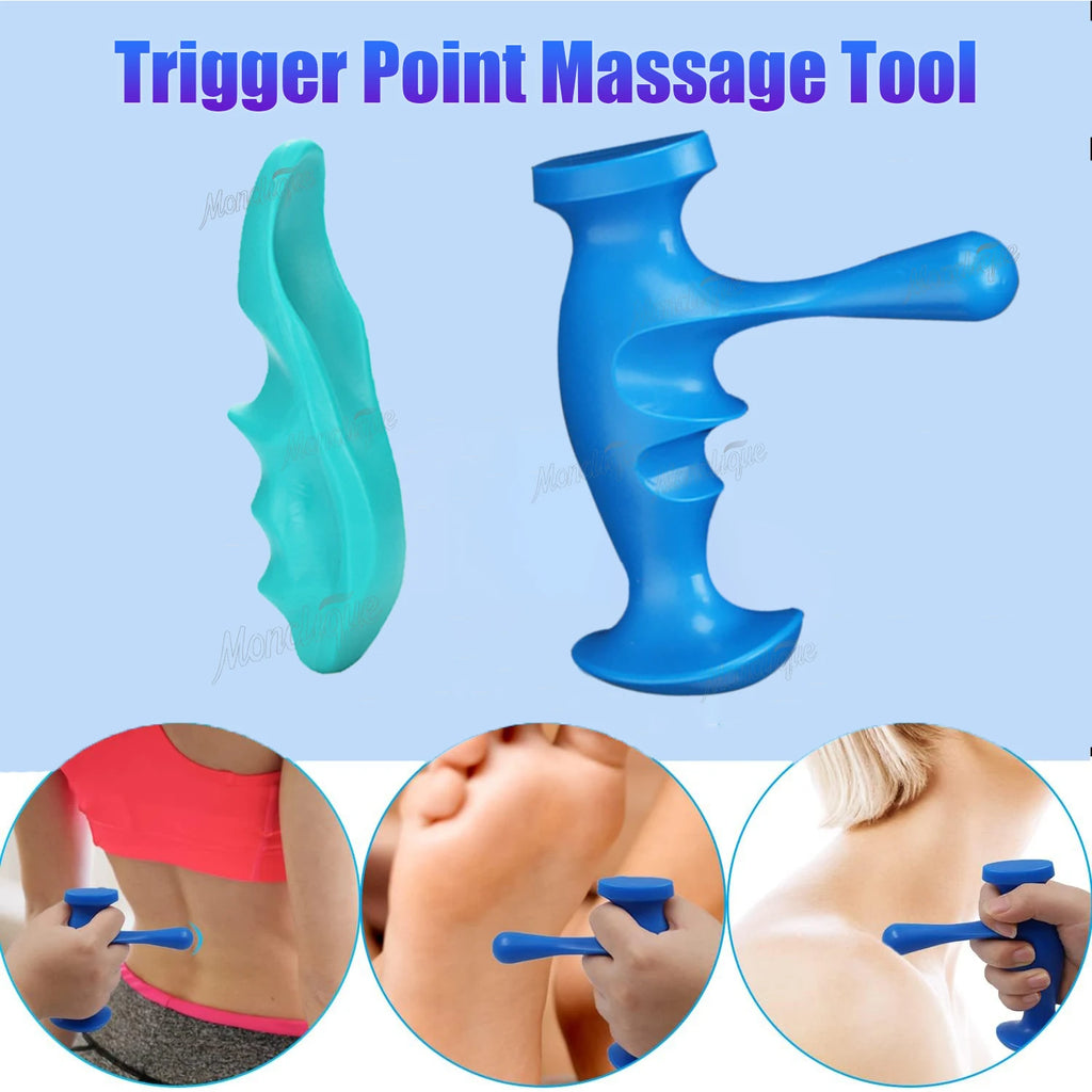 Trigger Point Massage Tool for Deep Tissue Relief - 2 Pack Blue Relaxation Treatment Tidesmit