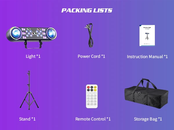 2PCS Bracket Effect Lights 7in1 RGBW LED Light Stand Kit W/Bag Magic Ball Beam Effect Light Remote Control DJ Disco Party Lights