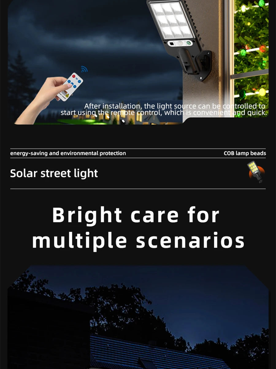 Solar Outdoor LED Wall Light Human Body Motion Sensor 3 Modes IP65 Waterproof Solar Garden Lamp Auto Charging Waterproof Outdoor Street Lantern for Yard Courtyard Garage Terrace Patio Home Exterior Decor Security Night Light