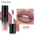 Pecolovers non-drying matte liquid lipstick in shade 01, a long-lasting mauve-pink hue with a smooth, plump finish.