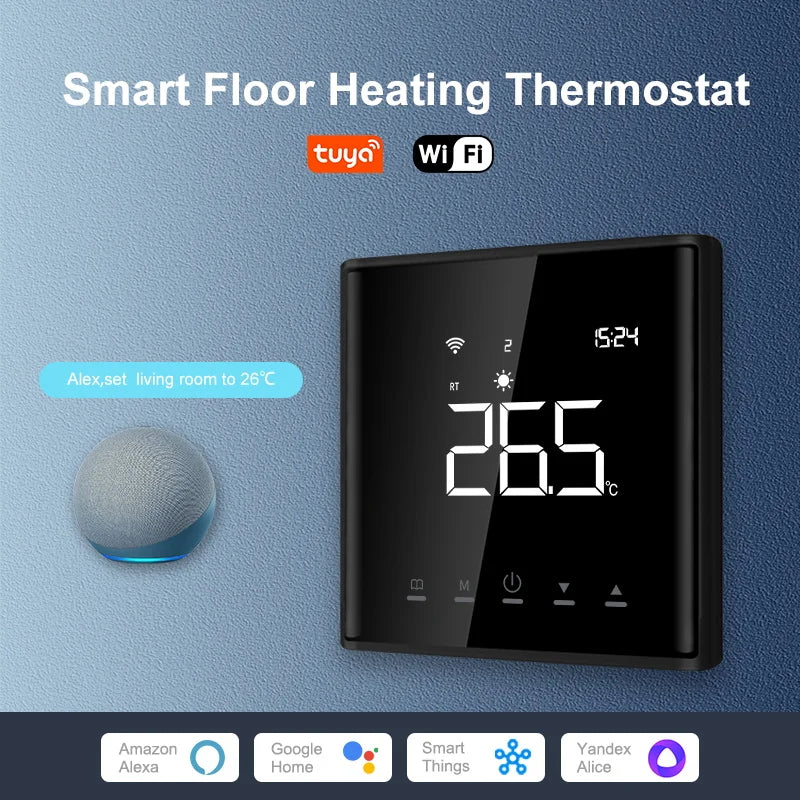 Smart Floor Heating Thermostat Tuya WiFi Electric/Water Heating Temperature Controller Smart Home for Alexa Yandex Google Home
