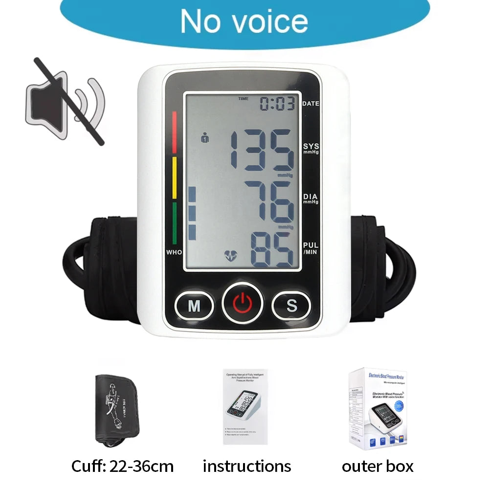 Automatic Tonometer Upper Arm Blood Pressure Monitor LCD Screen Sphygmomanometer Digital BP Monitor Medical Tensiometer Measure