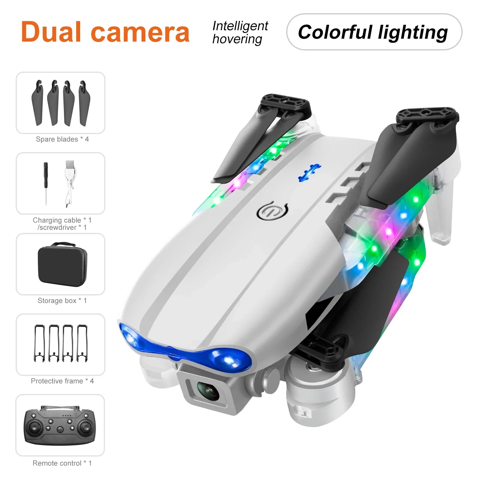 4K Camera Drone - Foldable RC Quadcopter with Obstacle Avoidance E99D Gray DualC 1B Tidesmit