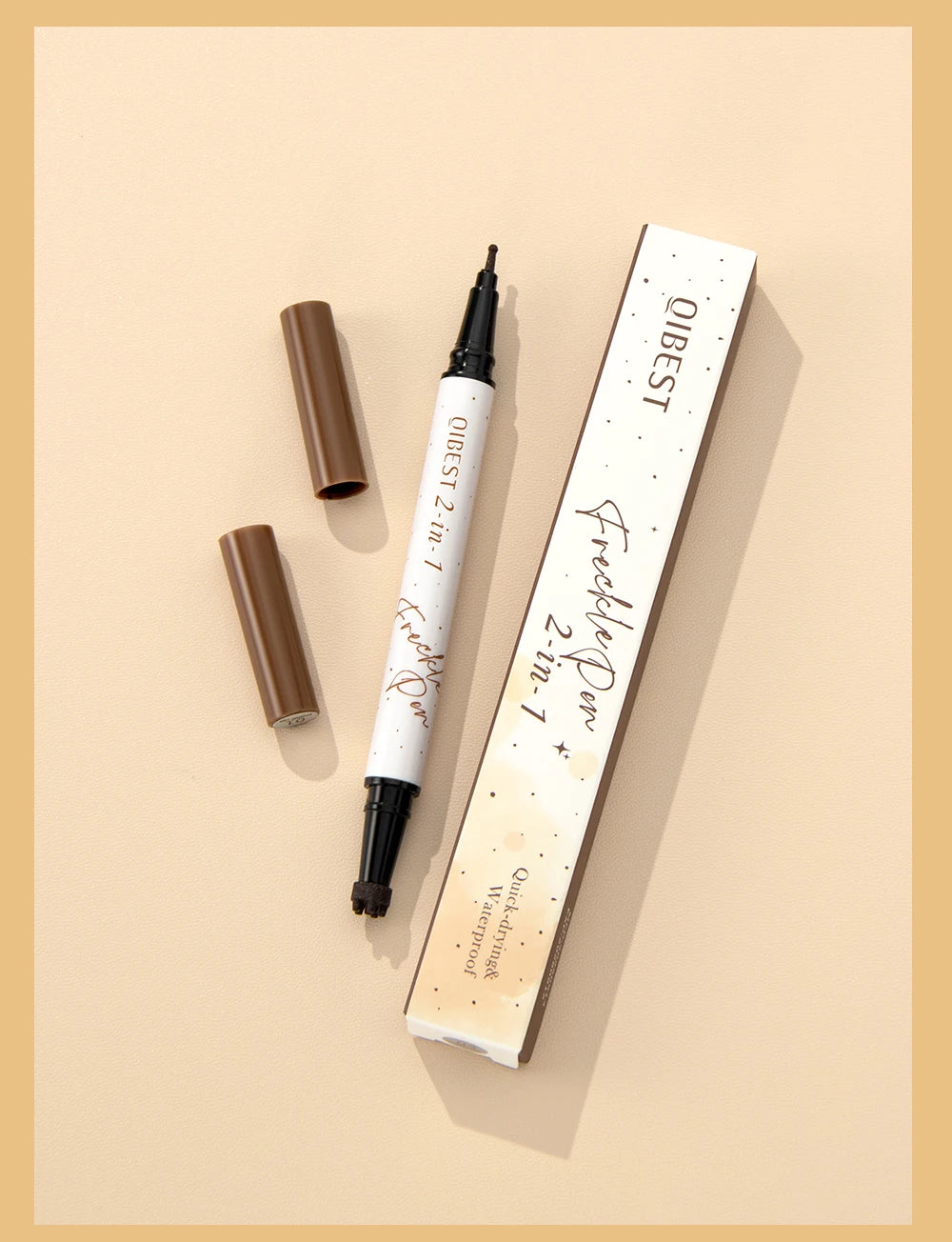 Tidesmit QIBEST 2-in-1 waterproof freckle stamp pen for natural brown faux freckle makeup application