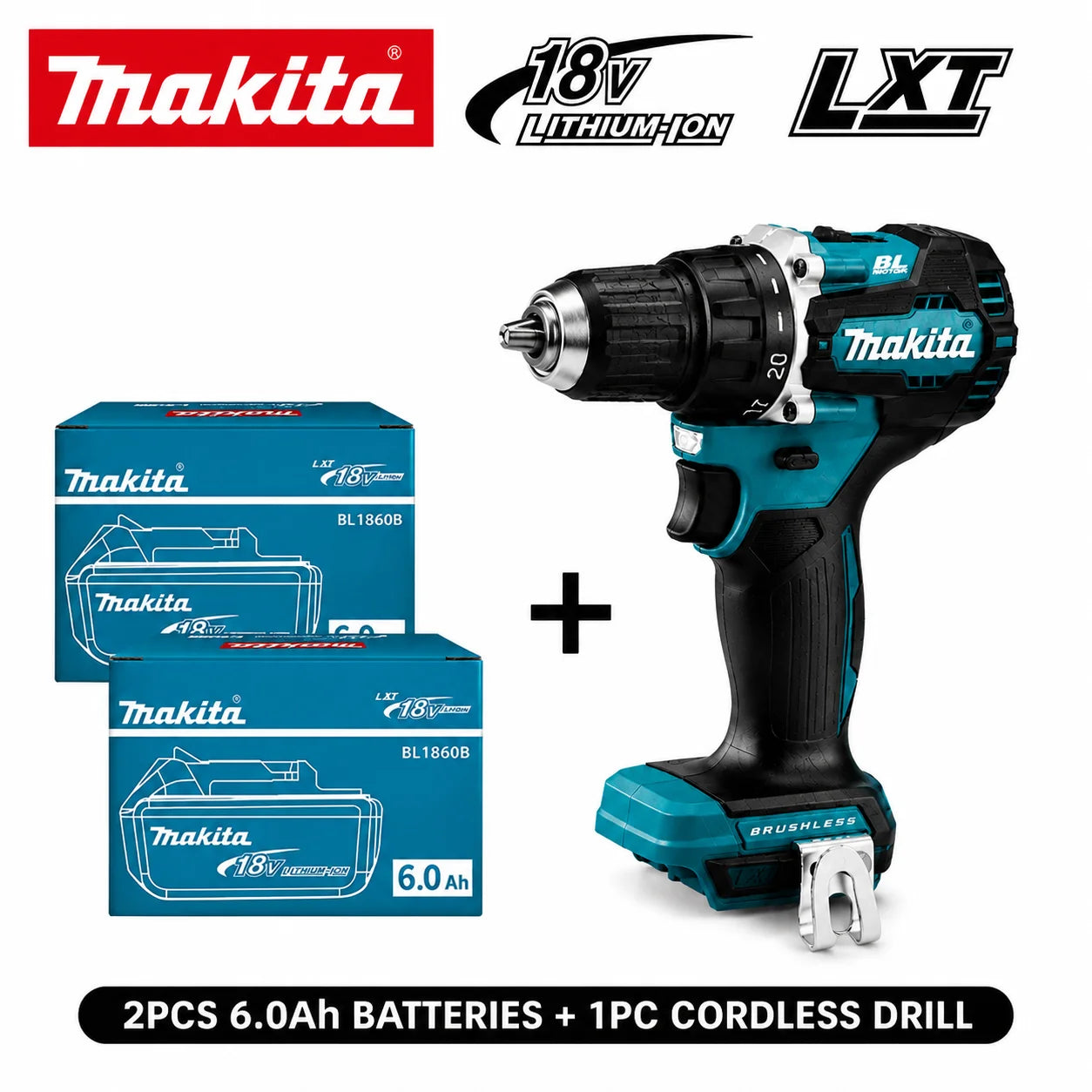 Original Makita 18V Cordless Drill Brushless High Torque Electric Drill DDF487 + Battery Pack BL1860B BL1840 DIY Professional Tool EU Fast Shipping