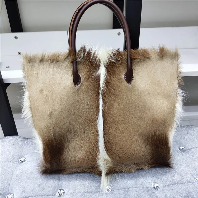 Tote Bag Women's Wool Cashmere Turf Leather Handle Contrast Color Handbag 2025 Luxury Brand High-end Large Capacity Shoulder Bag