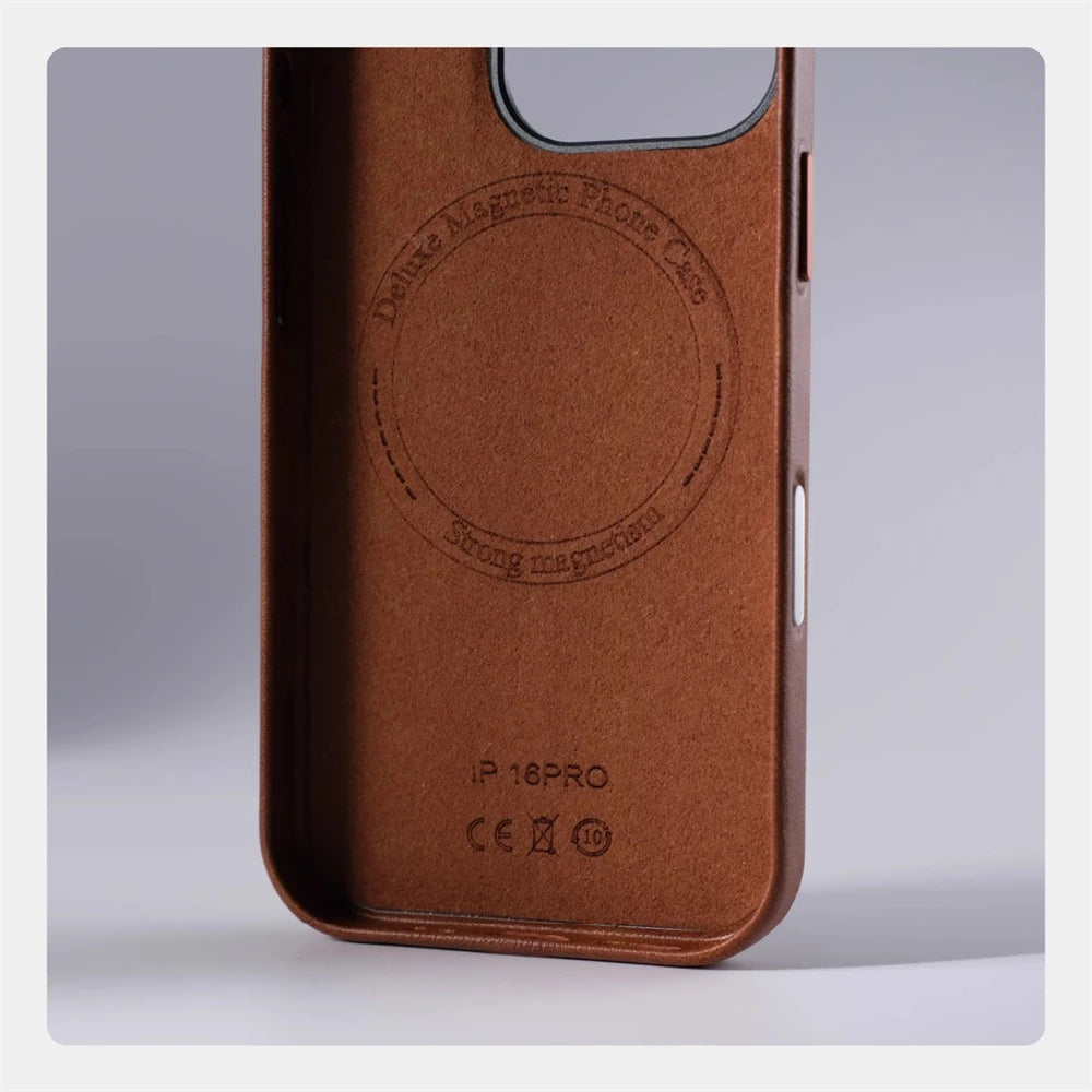 Magnetic Leather Case for iPhone 17 Pro Max with Alloy Lens Protection Tidesmit