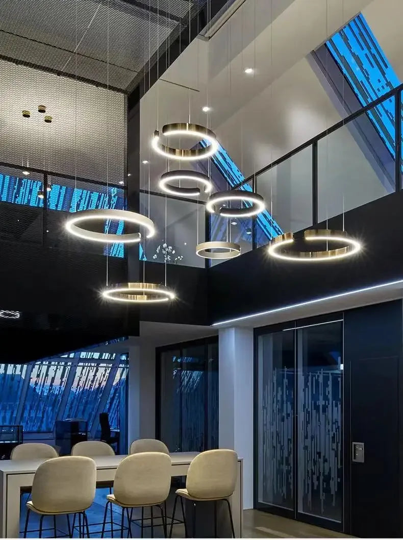 Modern LED Ring Chandelier Pendant Light - Gold & Black Finish Tidesmit
