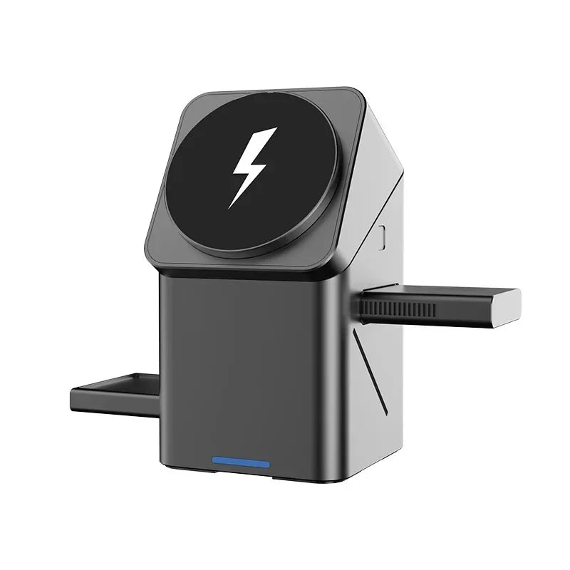 3-in-1 Fast Wireless Charger for iPhone, Apple Watch & AirPods - Grey Tidesmit