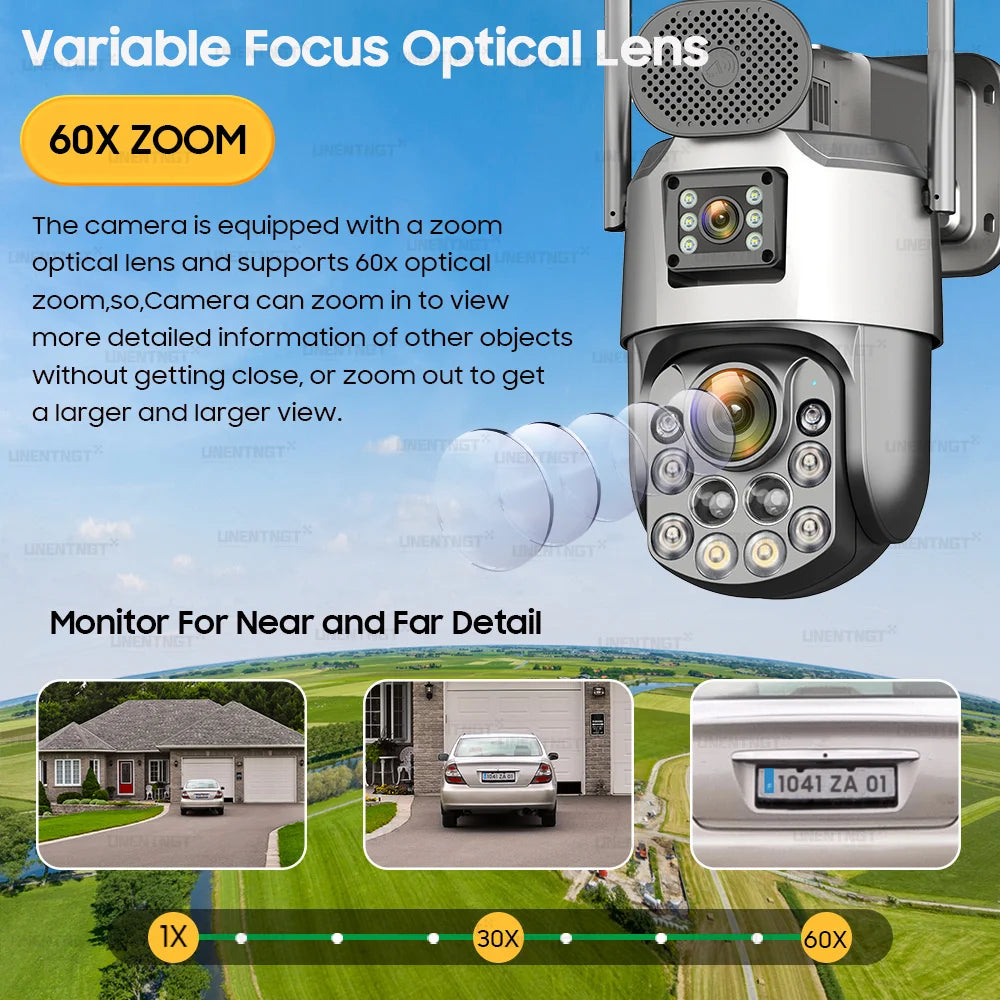 AOV 24/7 Recording Solar Cameras 60X Optical Zoom Dual Lens Surveillance 4G/eSIM Outdoor AI Human Tracking Security PTZ Camera