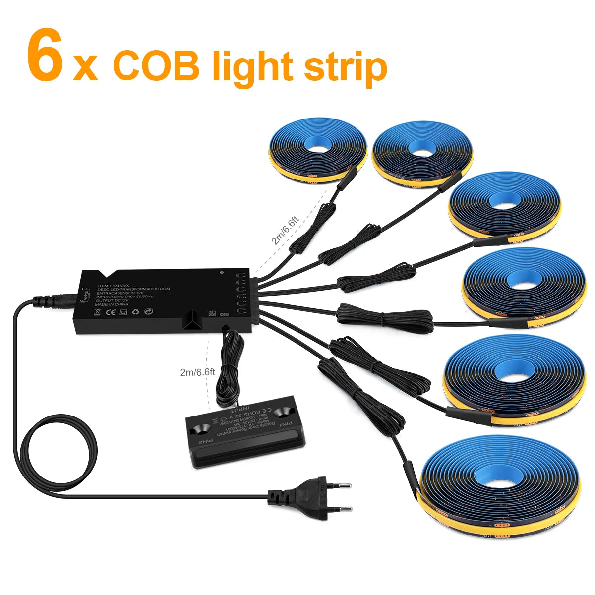Door Motion Sensor COB Light Smart Switch LED Strip Night Light DIY Black PCB LED Tape Cabinet Wardrobe Lamp Staircase Backlight