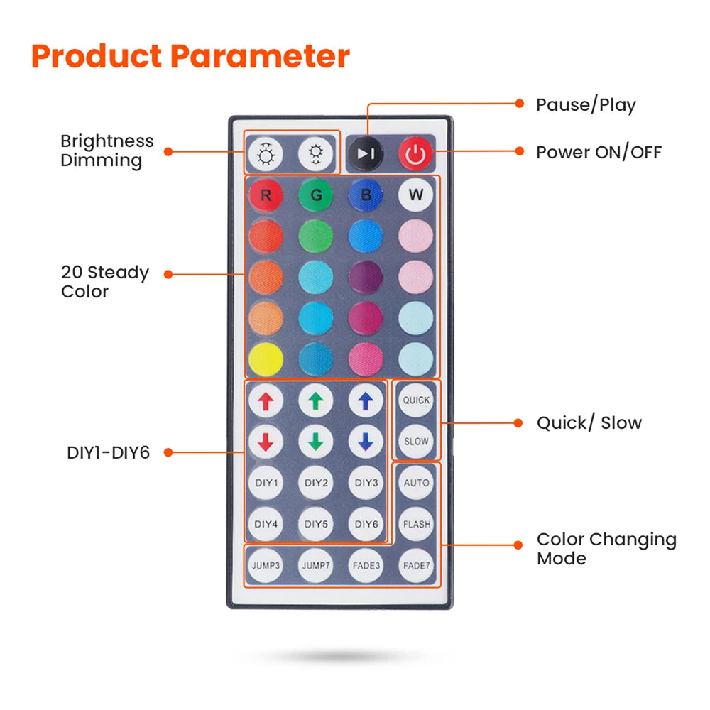 Bluetooth RGB LED Neon Strip Light 5V 3AA Battery Box 17Key 24key 44key Remote Control 108Leds/M 1M 2M 3M Waterproof Home Decor