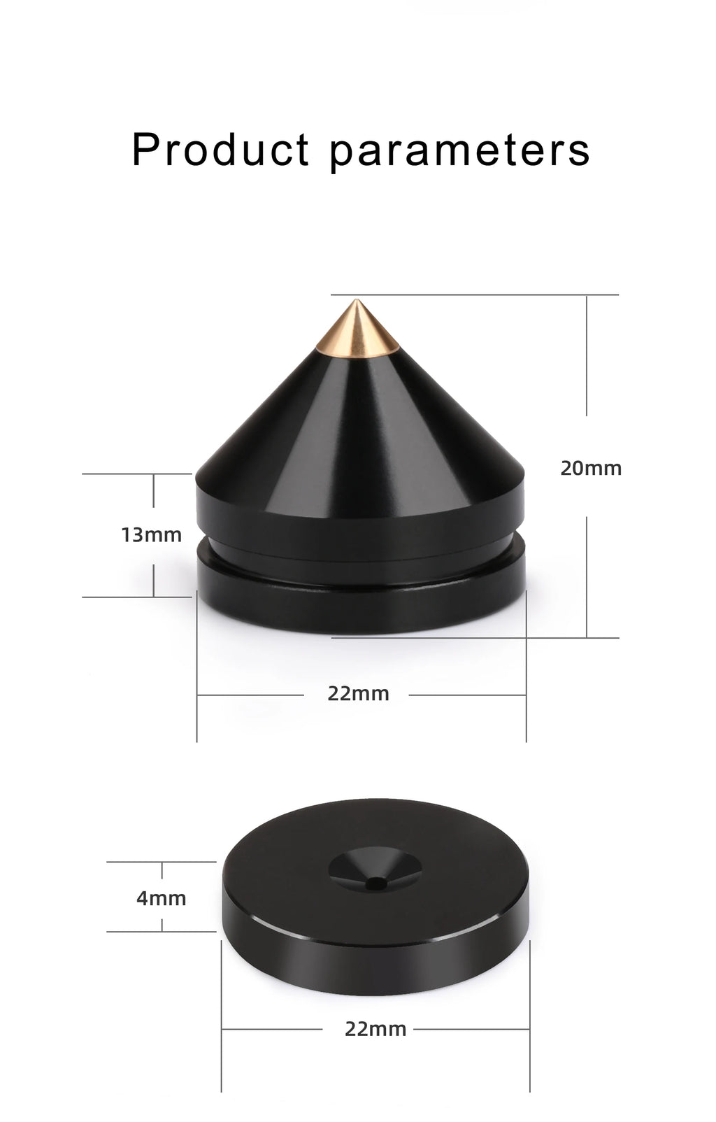 ERUMPENT 4PCS HiFi Speaker Stand Feet Foot Pad High Quality Shock-absorbing Pins Aluminium Alloy Metal Foot Pads for Sound Box