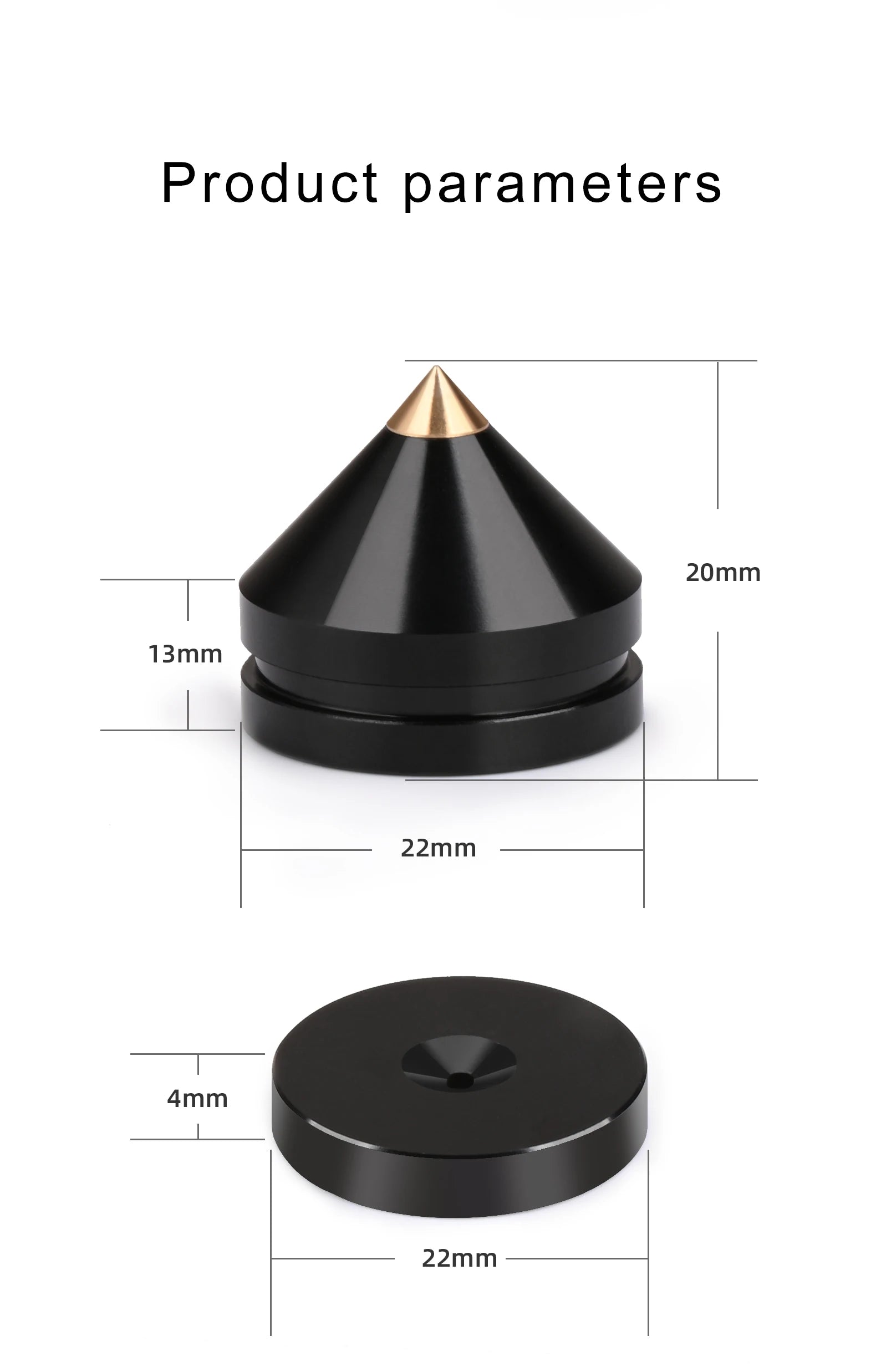 ERUMPENT 4PCS HiFi Speaker Stand Feet Foot Pad High Quality Shock-absorbing Pins Aluminium Alloy Metal Foot Pads for Sound Box