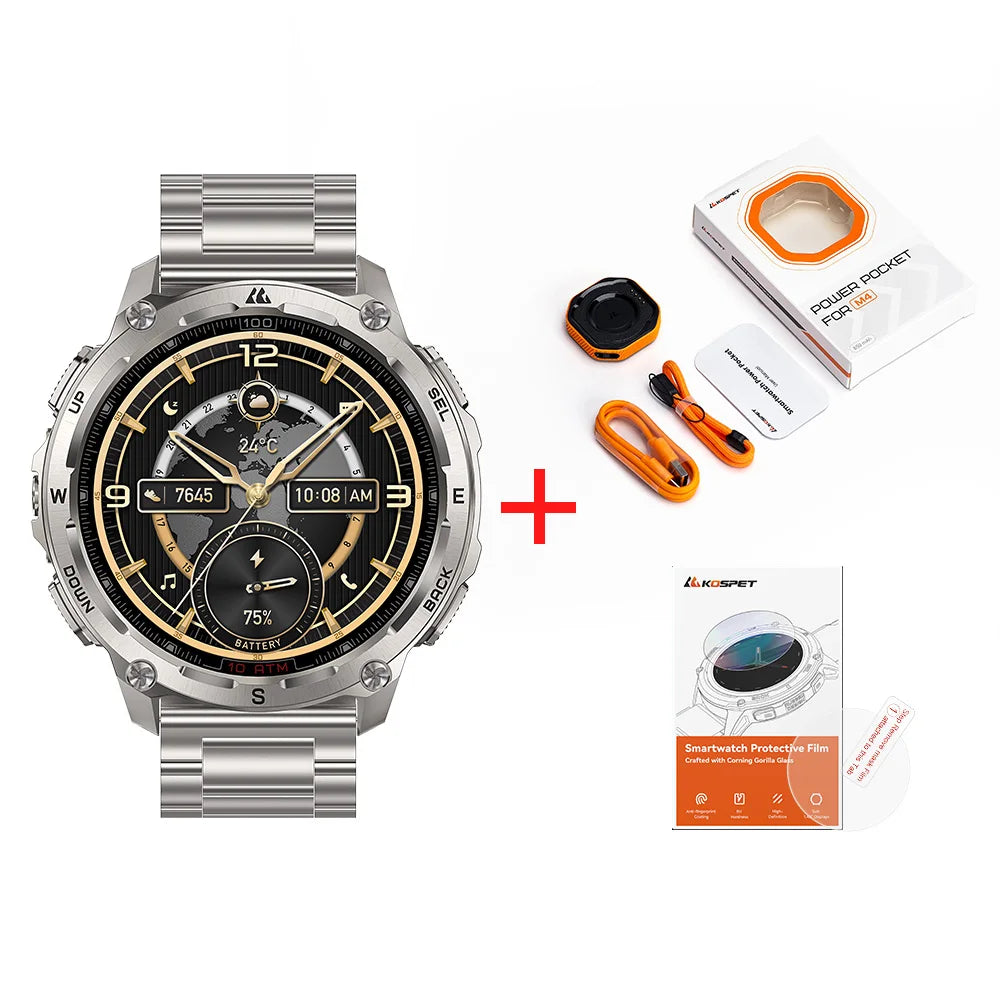 2026 New KOSPET Tank T4 SE Smart Watch for Men 6-Sat GPS Offline Maps 10ATM Waterproof Heart Rate Skiing Hiking for Android iOS