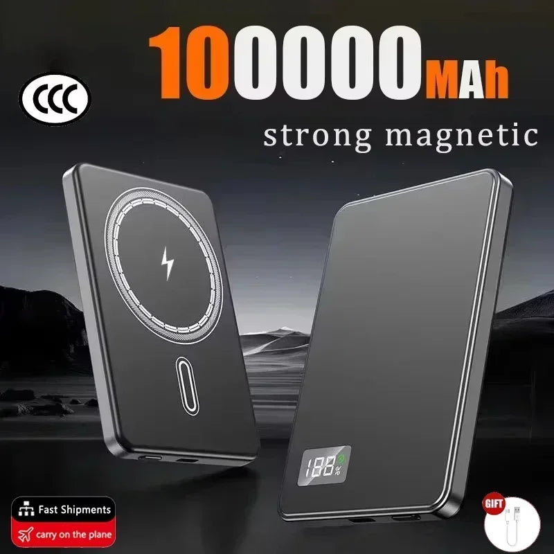 Magnetic Portable Charger 50000mAh - Fast Charging PD Power Bank Grey 100000mAh Tidesmit